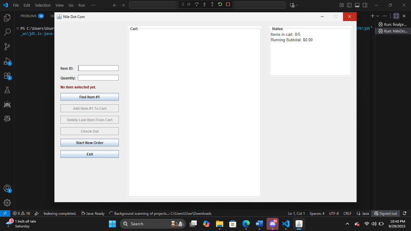 Nile Dot Com main GUI window